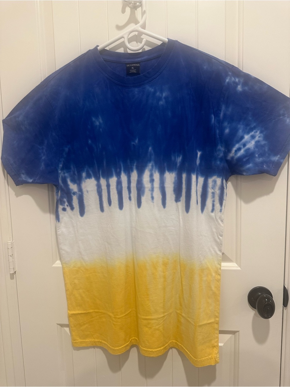 Tie-Dye Crewneck T-Shirt - Blue, White & Yellow